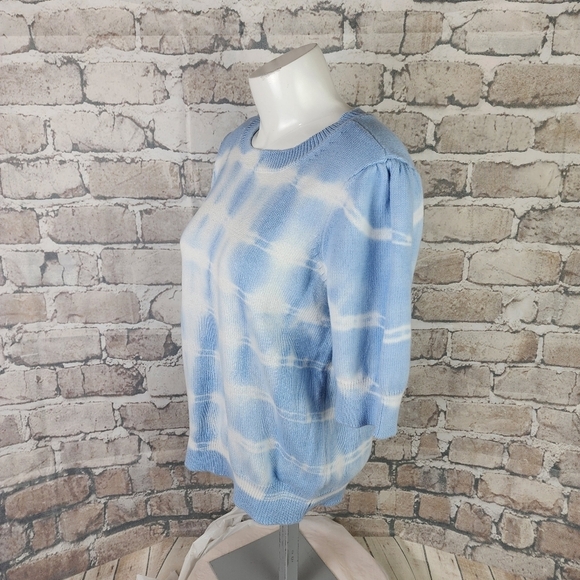 Anthropologie Short Sleeve Crew Neck Pullover Sweater Tie Dye  Blue Size Medium - Picture 9 of 10